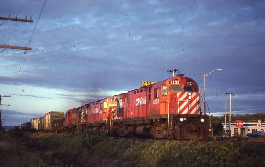 4232 leads train at Sault Ste Marie 09 05 1981