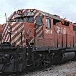 Front of CP 3004 with the post-1972 (lowered) application of the CP Rail logo.