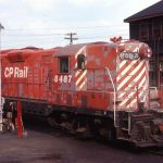Small Multimarks on wide stripe GP9s were common post-1979, but CP 8487 wears it with candy stripes in 1978. That's the giveaway of an A5M painted unit.